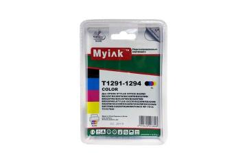 T1291+T1292+T1293+T1294/ T1295 ПЗК (заправленные) автосброс чип Epson SX420W/ BX305F (4 pcs) (MyInk)